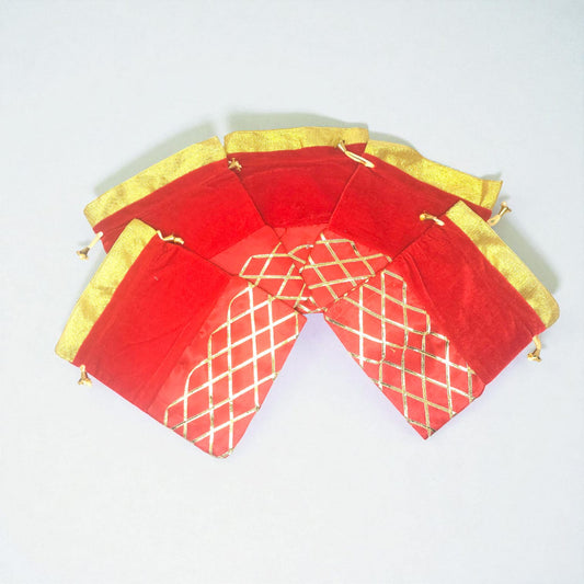 Hariaura Gota Velvet Potli Set-5 (7*5 inches)